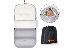 Ivywind Fußsack Kinderwagen Winter,Wasserdicht Fußsack Buggy mit Kapuze mit Kordelzug,Universeller Fusssack Kinderwagen Baby mit Reißverschlus,Abnehmbar und Waschmaschinenfest,Hellgrau