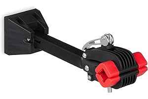 Relaxdays Support Mural pour vélo, Cadre: 25-40 mm, Jusqu’à 20 kg, Pince pour réparation, Garage & Atelier, Noir - Rouge