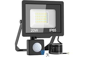 vighep Motion Sensor Lights Outdoor- 20W Small Security Lights Mains Powered,IP65 Waterproof Led Pir Floodlight Outside, 6500K Bright Wall Light for Garden, Garage,Warehouse, Playground Backyard