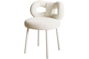 cukoekim Vanity Stool with Bowknot Backrest, Modern Dressing Table Stools Vanity Table Chair, Bedroom Makeup Stool with Adjustable Foot Pads, Dressing Chair Side Table Seat for Women Girls White