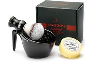 Anbbas Shaving Brush Set,Vegan Favor Nylon Bristles Brush with Food-Grade Melamine POP Mug for Lathering and 3.5oz Shaving Soap Refill for Men Wet Shave,Women Girls Hair Removal