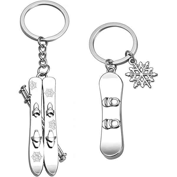 Porte-clés Sport D'hiver 2 Pièces - Pendentifs Ski Et Snowboard - Alliage Métallique Résistant, Cadeau Pour Skieurs