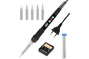 Zawaer Saldatore a Stagno 100W Elettrico Temperatura Regolabile 180°C-500°C Display Kit Saldatore con ON/OFF 5 Punte di Saldatura Supporto