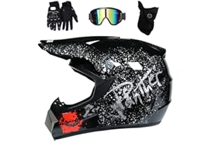 FASXZVM Juventud Niño ATV Casco de Motocross, con Gafas Mascarilla Guantes, Cara Completa MTB Enduro Karting Casco de Moto, Unisexo BMX Carreras Quad Dirt Bike Chocar Casco