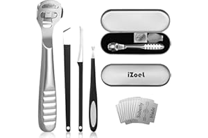 iZoeL Coupe Cors Pied Callosité Inox + 10 Lames + 1 Rape Stérilisable les Cors Callosite Pied Corne Pied + Boite d'emballage