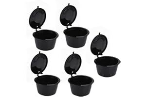 HAOFY Kapsułki z Kawą, 5 Sztuk Filtrów do Kawy Wielokrotnego Użytku, Kubki na Kapsułki Wielokrotnego Użytku z łyżką Miarową, Pasujące do Modeli Dolce Gusto Melody Genio Mini Me(Czarny)