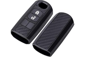 Happyit Cover per chiave auto in fibra di carbonio modello morbido silicone per Mazda 2 3 5 6 CX-5 CX-7 CX-9 CX-3 CX-4 CX-4 MX5 Axela Atenza 2015-2018 2/3 pulsanti Keyless telecomando