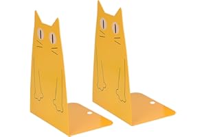 Kioneer Cat Metal Bookend, one Pairs cute Large Heavy Duty cat Fashion Style Bookend for school library Shelf Home Office Decoration