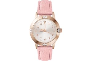 AOOSU Women's Leather Quartz Watch, Easy Read Ladies Watches, 3 Hand Quartz Watch with Diamond Waterproof Fashion Premium Wrist Watch for Women Ladies Girls