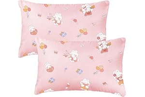 Vicloon 2pcs Taie d'oreiller Bébé,Taie d'oreiller Bébé 40x60 Tête Animal 100% Pur Coton Fermeture à Rabat Lavable en Machine pour Oreiller de Berceau D’Enfant