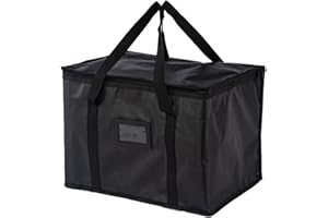 suzmei Food Delivery Bag, 40L Insulated Thermal Bag for Hot and Cold Food Delivery, Ideal for for Catering, Grocery Transport Large Thermal Bag for Food Delivery, Commercial Grade, Reusable(Black)