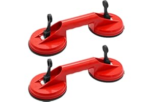Aleker 2 Pack Glass Suction Cups, Glass Suckers Lifters, Heavy Duty Vacuum Handle Suction Lifter, Dual Suction Pads to Lift Glass, Tiles, Slabs, Lifting Capacity 100kg