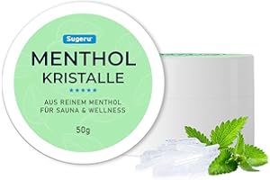 Sugeru Cristalli al mentolo, realizzati in pura menta, in barattolo richiudibile, accessori rinfrescanti per sauna, infuso per sauna, infuso per sauna con aroma benefico, accessori per sauna (50 g)