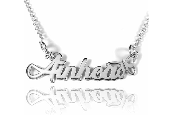 Collar con Nombre Personalizado para Mujer. Fabricado en Plata de Ley 925/1000. Regalo Madres y Abuelas. (AINHOA MARIPOSA)