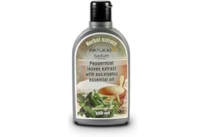 Extrait de fines huiles essentielles aux herbes naturelles Sedum pour sauna, Infusion de sauna avec Extrait de feuilles de menthe poivrée à l'huile essentielle d'eucalyptus, miel et sel d'iode - 240ml