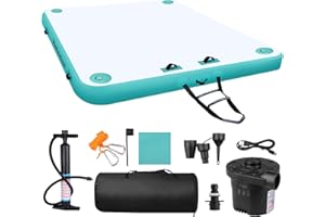 BSTECIAR Muelle Flotante Inflable con Escalera, Plataforma Flotante con Bomba de Aire Eléctrica, Isla Flotante con Superficie Antideslizante para Muellepara Piscina, Playa, Océano