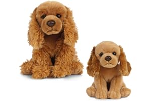 Living Nature Animale, Cane e Cucciolo Peluche Pet Spaniels, Colore Honey, Bundle, AN493