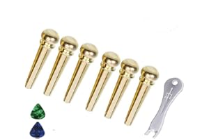 Imelod Gitarre Bridge Pins Pegs Gitarrenparts 6 Stück Messing Kupfer für Akustikgitarre mit Gitarren Brücken-endpin-Ersatzteilen für Gitarre