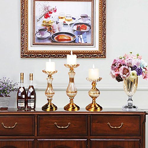 European romantic crystal glass candle Hotel model table brass candlestick decoration--A-large