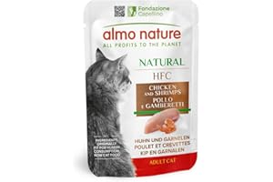 Almo Nature HFC Natural - Wet Cat Food for Adult Cats - Chicken and Shrimps - Human-Grade, Gluten-Free - 55g (Pack of 24)
