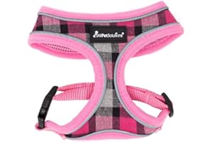 AllPetSolutions Dog Harness - Cool Pet Vest with Back D-Ring for Dog Lead Clips - Mesh Fabric Puppy Harness with Soft Padding - Training Stuff, Supplies for Small, Medium, Large Dogs - L, Pink Tartan