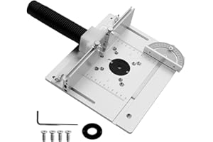 SYULCR Set mit 3 Frästisch Einlegeplatten, Aluminiumlegierung,Frästisch Einlegeplatte für Oberfräsen, Frästisch Bausatz, Fräsplatte Gravur-Hilfswerkzeug mit Gehrungslehre (1)