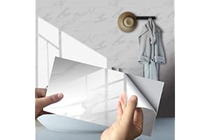 HISENG Rettangolo Adesivi per Piastrelle da Cucina, Hiser 3D Marmo Stampa Mosaico Impermeabile Adesivo da Parete Formato Autoadesivo Decorativo per Bagno Decorazioni, 30x15cm (Grigio,16Pezzi)