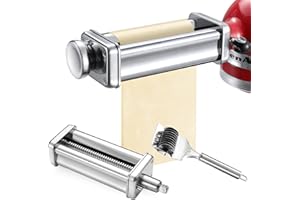 Gdrtwwh Pasta Roller & Spaghetti Cutters Attachments Set for KitchenAid Stand Mixers/PHISINIC Stand Mixer, Including Pasta Roller, Spaghetti Cutter Roller, Noodle Lattice Roller