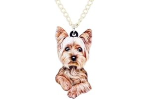 DUOWEI Acrylic Cute Brown Basket Yorkshire Terrier Dog Necklace Pet Dog Pendant Collection Jewelry Gifts for Women Kids Girls