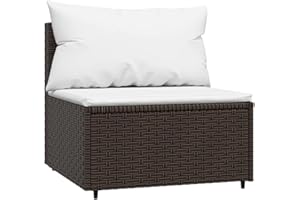 vidaXL Divano Centrale da Giardino con Cuscini in Polyrattan Marrone