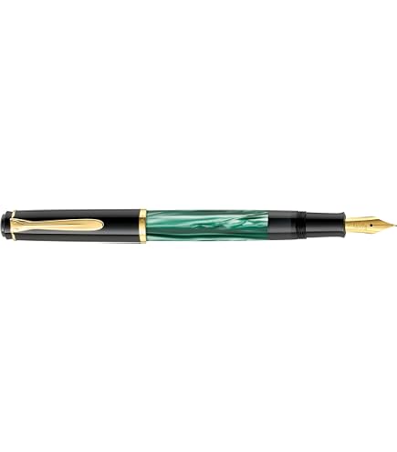 Pelikan Souverän M 400 Füllhalter – Schwarz/Blau, 14kt Goldfeder F, Kolbenfüller, Made In Germany