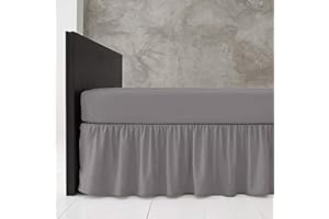 Comfy Nights Mantovana con volant in policotone tinta unita, facile da pulire, in 19 colori (Super King, Carbone)