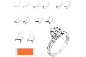 BEEJOY Ring Size Adjuster, Invisible Clear Resizer Loose Ring Sizer Guard Reducer Spacer 12Pcs 6 Assorted SIzes Regulators 1 Silver Wiping Cloth and 1 Adhesive Patch Adjuster Fit Any Rings Jewelry Tools