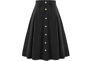 Bbonlinedress Falda midi de pana para mujer, cintura alta, longitud al té, falda para otoño e invierno