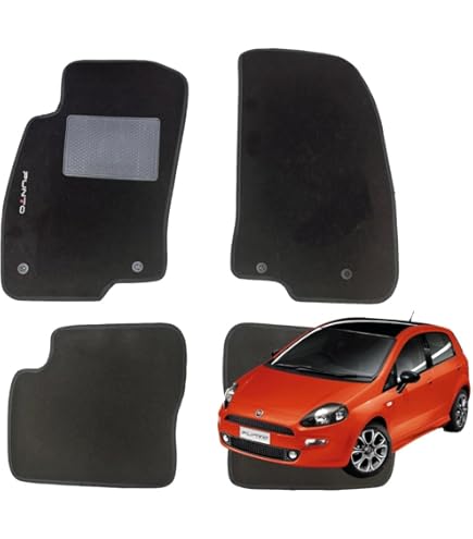 Tappetini Auto In Moquette Per Fiat Punto Evo Dal 2008 - Serie 4 Pezzi Neri - Con Battitacco Cucito - Foto 12
