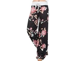 Famulily Women's Casual Floral Wide Leg Pajama Lounge Pants