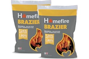 Homefire Brazier Smokeless Coal for Open Fires and Multi-fuel Stoves, 10 kg (Pack of 2)