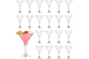 KUIZHEN Lot de 22 verres à martini en plastique transparent réutilisables pour mariage, anniversaire, jardin, Noël, pique-nique