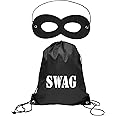 Bohue Swag Bag and Eye Mask Drawstring Sack Cops Robbers Thief Burglar Accessory Criminal Cosplay for Masquerade Party Halloween Book Week Dress up Day