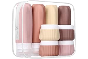 AZYVUM Lot de 8 Flacon Voyage kit, Contenant Voyage à Remplir 30/90ml,Flacon Voyage Silicone Réutilisable et Étanche Contenant de Bouteilles de Voyage,kit avion trousse de toilette