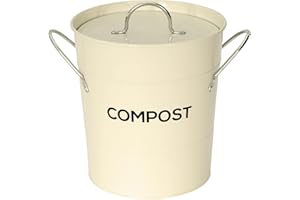 THE CADDY COMPANY Cream Metal Kitchen Compost Caddy - Composting Bin for Food Waste Recycling