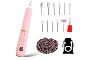 XunmotorYao Torno para Uñas Profesional 12 in 120000 RPM Lima Eléctrica Uñas Seguro LCD Kit de Manicura y Pedicura Eléctrico Profesional Nail Drill Recargable USB para Uñas de Gel,Rosa