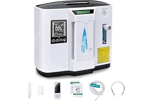 DEDAKJ Concentrador de Oxígeno 1-7L / min Ajustable, 90%±3% Alta Pureza, Generador de Oxígeno de Flujo Hogar Portátil Con Control Remoto, Certificado por la CE