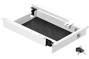 CAVO Dokumentenschublade aus Stahl 220 mm weiß, abschließbar, mit Kabeldurchführung, Schreibtischschublade