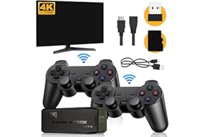 LIFETTER Retro Konsole Plug and Play Game Stick TV Spielkonsole mit 2 Bluetooth Gamepads, 15000+ Spielen, 12 Emulatoren, 4K HDMI Ausgang, Videospielkonsole, USB Wireless Game Stick, Spiele Geschenk (64G)