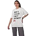 Broke Memers Oversized Who is TaylorSwiftTS Anyway Ew Taylor's Music Album Graphic Print Drop Shoulder T-Shirt for Women and Men