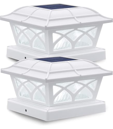 4-Pack Solar Post Cap Lights - 4"x4" Square Metal Outdoor Garden & Deck Fence Lights