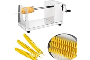 CEWROM Affetta Patate a Spirale, Affettatrice Spirale di Patate in Acciaio Inox, Cutter Manuale a Spirale vegetale Patatine Fritte cetrioli Carote affettatrice per casa Hotel Ristorante