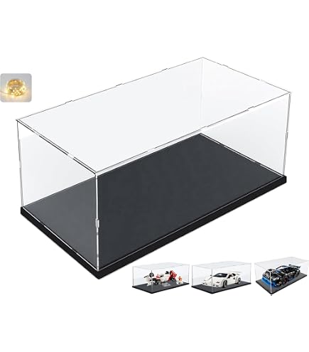 Sourcing Map Espositore In Acrilico Trasparente – 40x20x15 Cm – Vetrina Antipolvere Con Base Nera Per Oggetti Da Collezione, Figure E Modelli
