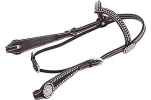 Thor Equine Allan - Testiera Western con Concha e Dots, modello a V, colore: Marrone scuro